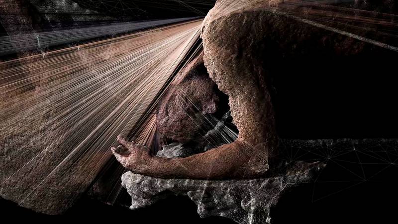 From the series *ಮರಣ Marana [Demise]*, photogrammetry and direction by Vishal Kumaraswamy, generative image processing by Emilia Trevisani, 2022-2023 | Courtesy of the artist