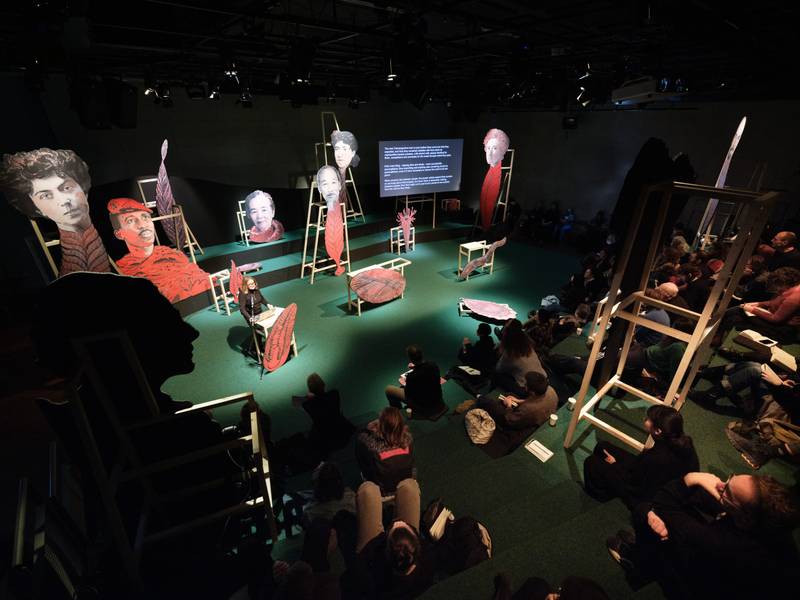 Jodi Dean: Andrew Curley and Steve Lyons: Jonas Staal, *Climate Propagandas Congregation* (2024), BAK, basis voor actuele kunst, Utrecht. Photo: Ruben Hamelink