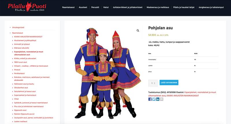 Screenshot from Pilailu Puoti website