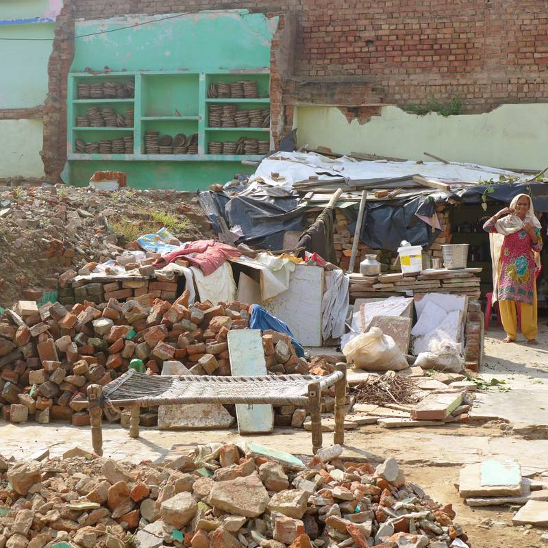 In August 2023, Nai Basti in Mathura, Uttar Pradesh witnessed the demolition of more than 150 homes belonging to the caste-oppressed Muslim community. Photograph by Shivangi Mariam Raj, September 2024.