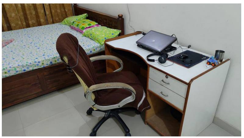 Anand’s bedroom and workspace in New Delhi, India. Credits: Exch w/ Turkers