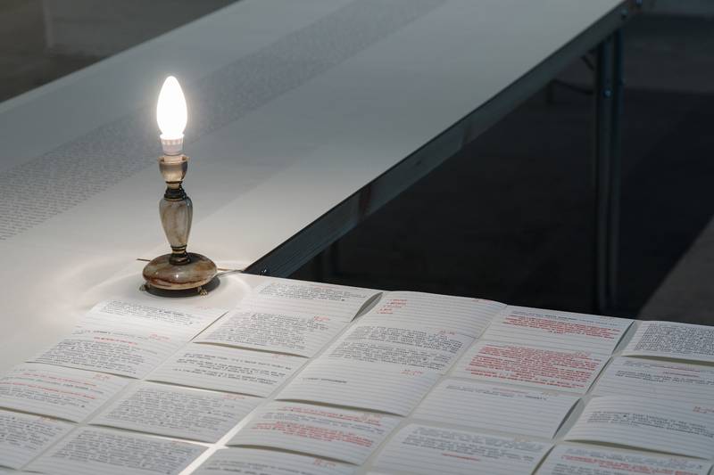 Installation view: Index Cards, as a curatorial agent, foreground the commonalities between library and an archive within the exhibition, not just as depositories of knowledge and information, but from social spaces and sites of multiple engagements and workings where these traces of artistic labour become shared and shareable. 