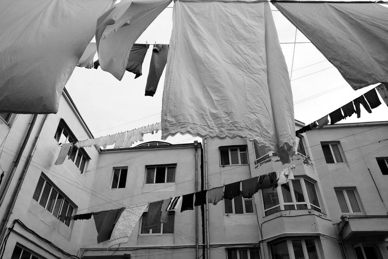 Fresh laundry in one of capital Stepanakert’s neighborhoods. 2022.