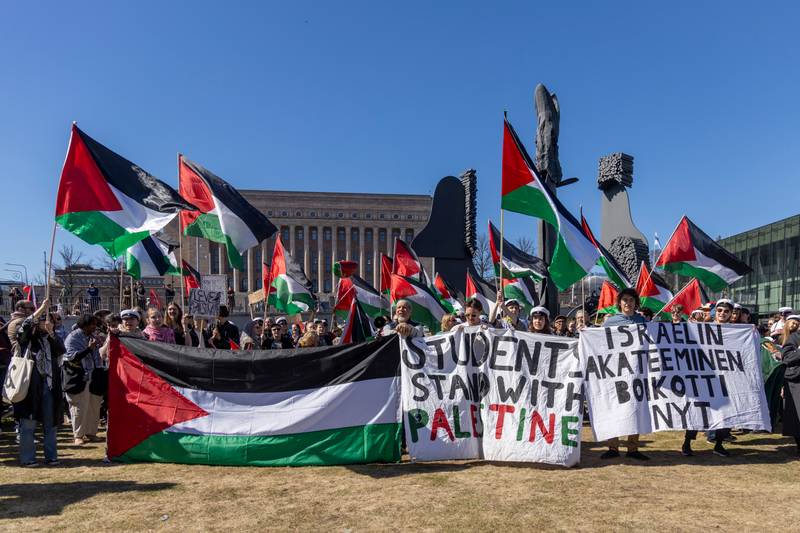 Students joining the Labour Day protest in Helsinki, May 1, 2024. Photo by Satu Söderholm
