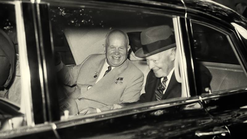 *Still from Soundtrack to a Coup d’Etat* (2024) showing the former Prime Minister of the Soviet Union Nikita Khrushchev, and the 34th president of the United States, Dwight D. Eisenhower. Image © AP