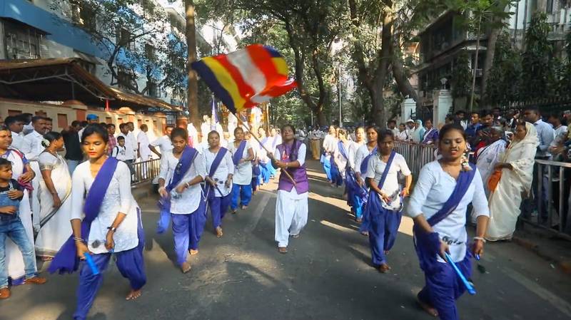 Jai Bhim supporters celebrate Dr. B. R. Ambedkar’s birth anniversary.