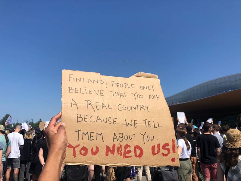 Demonstration organized by working immigrants living in Finland, including IT professionals, doctors, and academic staff, June 18, 2023, Helsinki, Image: Shubhangi Singh