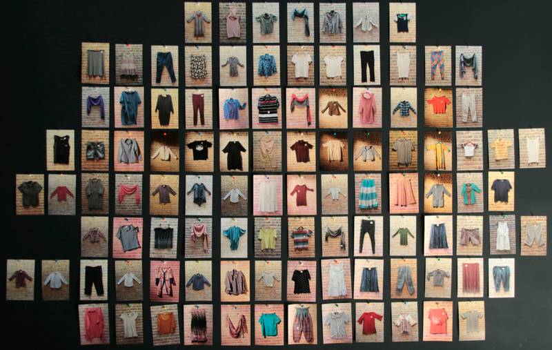 The clothing received, registered at the door by being photographed in its final appearance as a single complete piece and given an identification number. ‘An Equivalence of Our Distance' workshop, 2021.