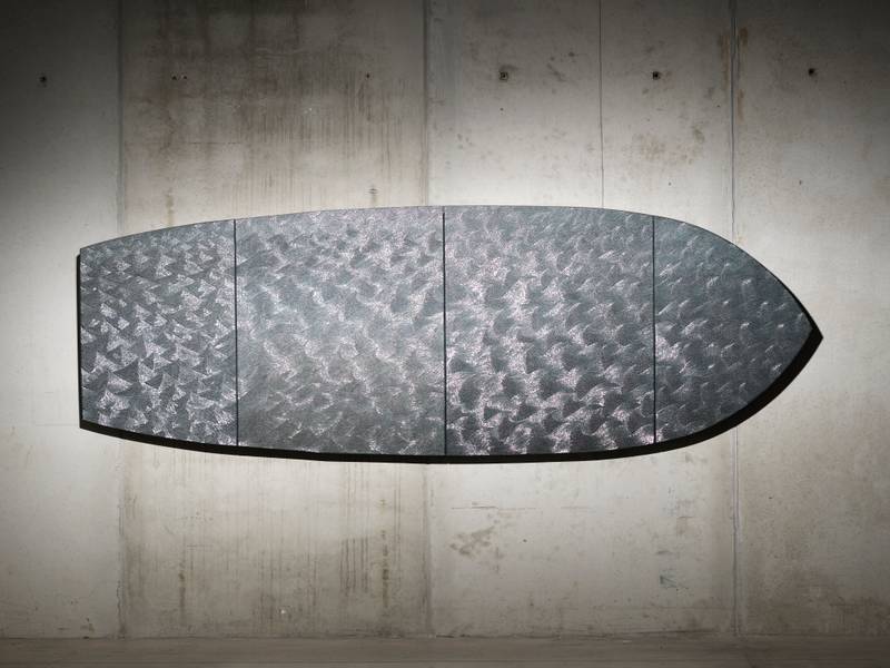 Sasha Huber, *The Sea of the Lost*, metal staples on wood, 355 x 120 cm, 2016. Courtesy of the artist and Saastamoinen Foundation Art Collection / EMMA – Espoo Museum of Modern Art. Photo: Ari Karttunen/EMMA