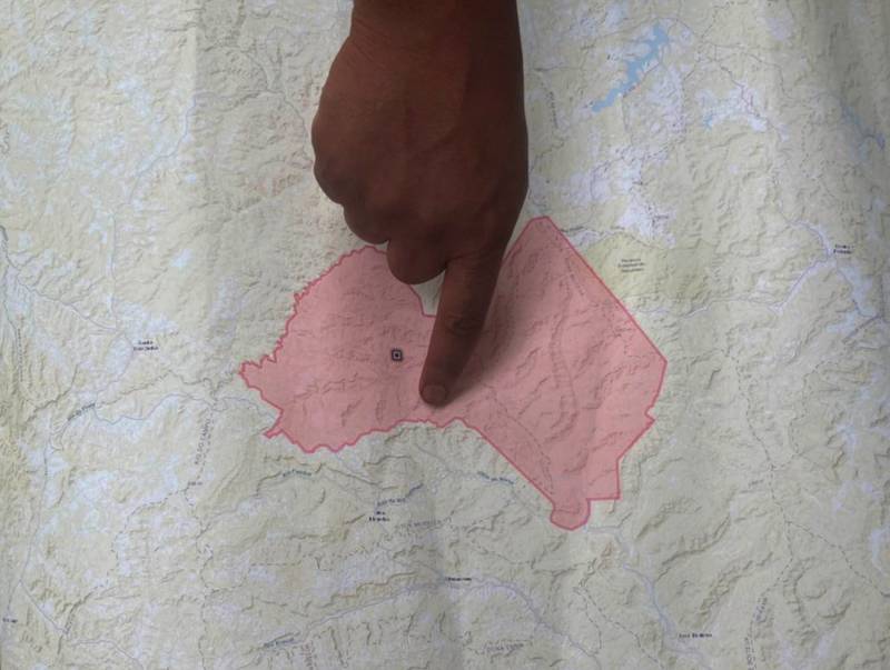 Carl Points to Xokleng Territories on a map