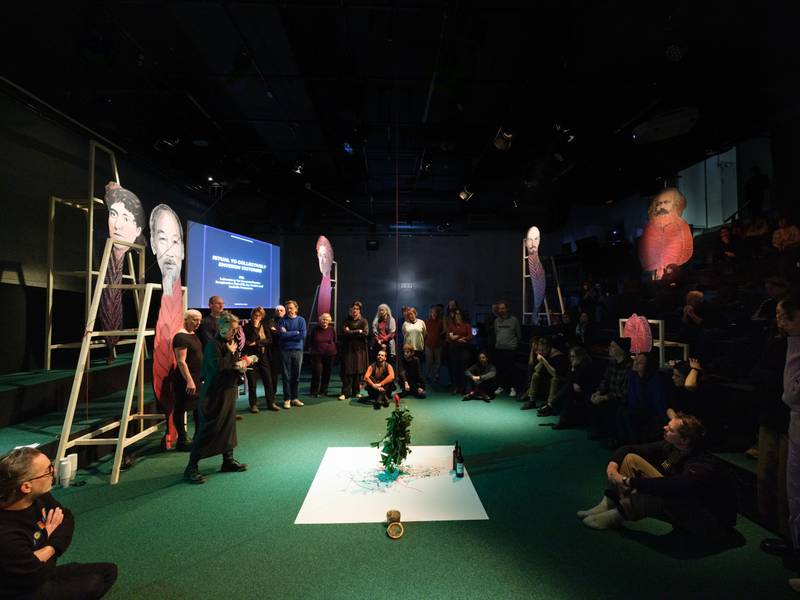 Laboratory of Insurrectionary Imagination: Jonas Staal, *Climate Propagandas Congregation* (2024), BAK, basis voor actuele kunst, Utrecht. Photo: Ruben Hamelink